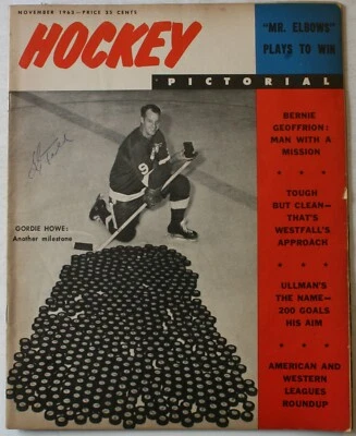 Glenn Hall Chicago Blackhawks Firmado Noviembre 1963 Hockey Pictórico Gordie Howe Cubierta Foto 1 de 4