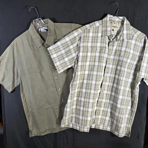 Columbia & Gander Mountain SIZE L LARGE Mens GREEN Short Sleeve Button Up Shirts - Picture 1 of 15
