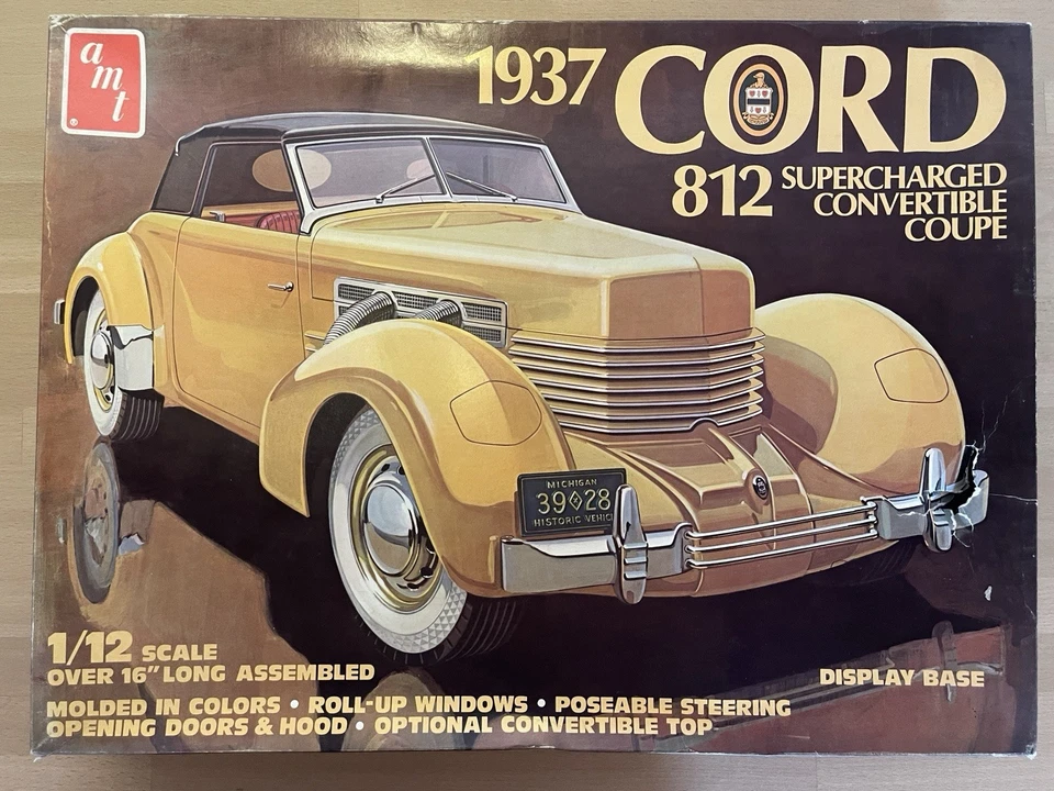 Rare AMT 1:12 1937 Cord 812 Supercharged Convertible Coupe Model Kit – NEU /OVP  - Bild 1 von 4