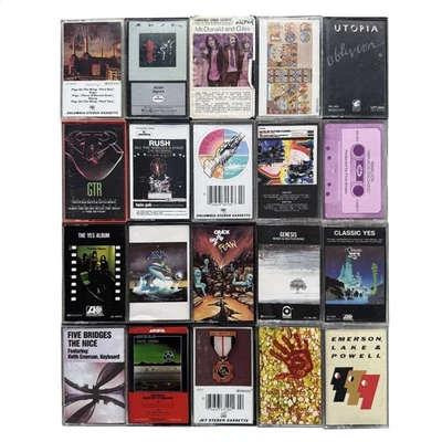 20x PROG ROCK Cassette Tape Lot: RARE King Crimson Pink Floyd RUSH Genesis Dregs - Image 1 of 3