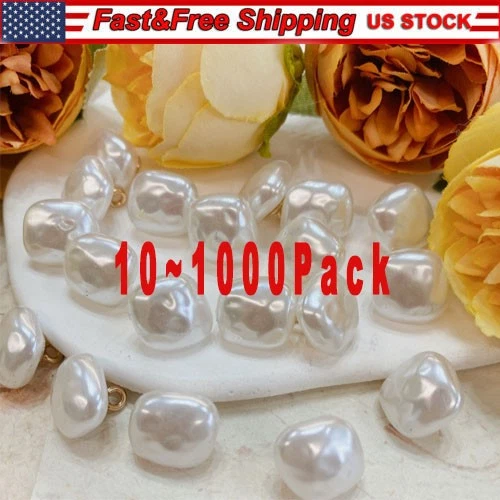 10-100Pcs Pearl Buttons with Shank for Sewing Gold Button Crafts for Clothes Lot - Image 1 of 4
