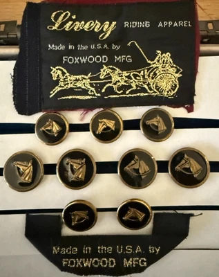Foxwood Mfg Livery Replacement Riding Jacket Buttons Set 9 Horse Head Equestrian - Image 1 of 4