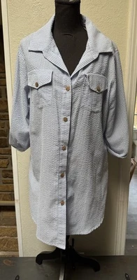 Camisa de baño Dotti azul blanco a rayas con botones para mujer talla L usada en excelente estado Foto 1 de 4