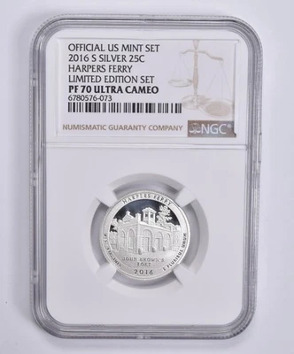 PF70 UCam 2016-S Silver Quarter Harpers Ferry Limited Edition Set NGC *7058 - Image 1 of 4