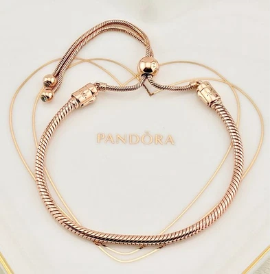 Nuevo Genuino Pandora Oro Rosa Momentos Serpiente Cadena Deslizante Pulsera ~589652C01 Foto 1 de 4