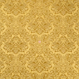 Tela satinada figurada vintage de lino dorado con motivo de damasco y acanto | 2,4 yardas x 57" - Imagen 1 de 8