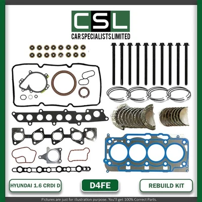 HYUNDAI i30 TUCSON 1.6 D D4FE BEARINGS + FULL GASKET SET HEAD GASKET REBUILD KIT - Image 1 of 4
