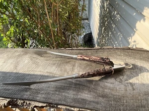 Heavy Duty 18” Long Faux Stag Horn Handle Grilling Tongs Serrated Edges Nice￼ - Picture 1 of 9