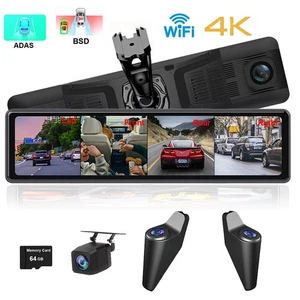 Espejo retrovisor panorámico 360° con pantalla táctil de 12 canales Wifi ADAS 4K Dash Cam - Imagen 1 de 20