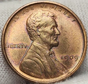 1909 VDB 1C RB Lincoln Cent - Auswahl Stempelglanz, attraktive Tönung - LC -09vdbr - Bild 1 von 4