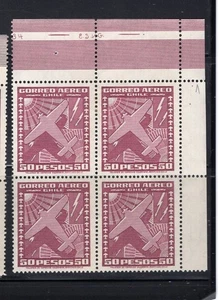 CHILE 1934-55 International airmail 50p LILA wmk.1 2 MNH/ 2 MH block 4 IMPRINT - Picture 1 of 1