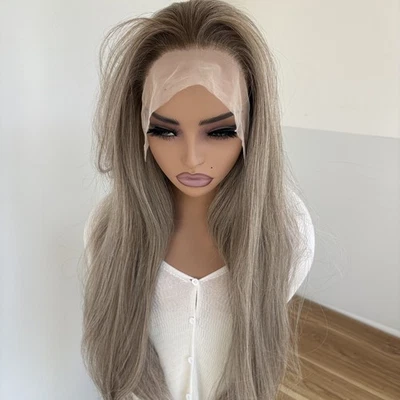 Парики с кружевной передней частью предварительно выщипанные синтетические волосы длинные прямые светлые - Изображение 1 из 4