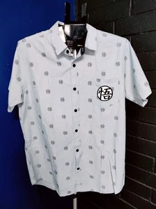 DRAGON BALL Z Embroidered Goku Gi Symbol Shirt Button Up Men’s Size Large New - Picture 1 of 6
