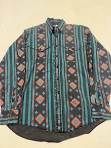 Vintage Wrangler Brushpopper Azteken Western Cowboy Hemd Herren 15,5x35 dick KE12 - Bild 1 von 4