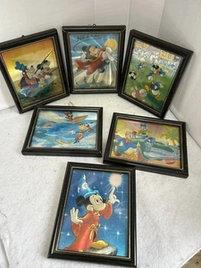 The Walt Disney Company Vintage Metallic Foil Pictures Framed X 6  Rare - Picture 1 of 16