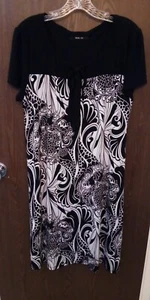 Style&co Black & White Dress Floral Paisley With Tie Front Accent, Size M - Picture 1 of 4
