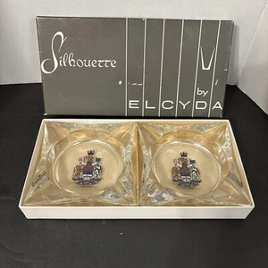 Silhouette By Elcyda Pair Of 2 Canada Crest Ashtrays In Original Box Souvenir - Picture 1 of 5