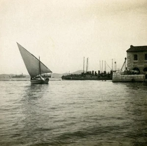 France Toulon Harbor Entry Sailboat Old Stereoview Photo SIP 1900 - Imagen 1 de 3