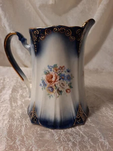 Royal Blue & Floral, Gold Embellished Imperial Pottery Pitcher Exc Condition - Picture 1 of 8