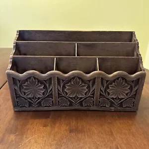 Organizer da scrivania vintage Lerner finto legno grana posta porta lettere selezionatore caddy - Foto 1 di 7