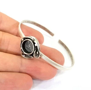 Bracelet Blanks Cuff Blanks Adjustable Antique Silver Plated Brass (10mm) G7822 - Picture 1 of 3