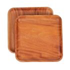 Square Wood Plates - Set of 2 Wooden Plate for Meal, Dessert, Charger Plate, ...