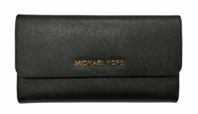 Michael Kors Jet Set 35S8GTVF7L Travel Trifold Wallet, Large - Black