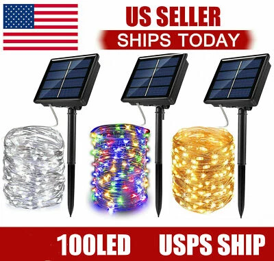 Solar String Lights LED Lights Waterproof Copper Wire Fairy Outdoor Garden Party - Image 1 of 4