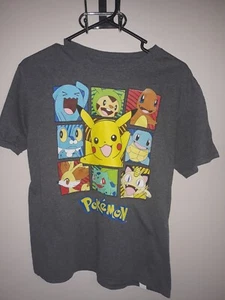 Pokemon Character Montage T Shirt Youth Size L Gray Stone Wash (16P) - Picture 1 of 4