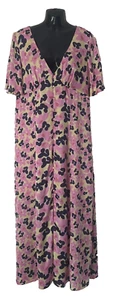 FRENCH CONNECTION PINK & NAVY MIX FLORAL MAXI DRESS SIZE 16 V NECK OPEN BACK NEW - Picture 1 of 9