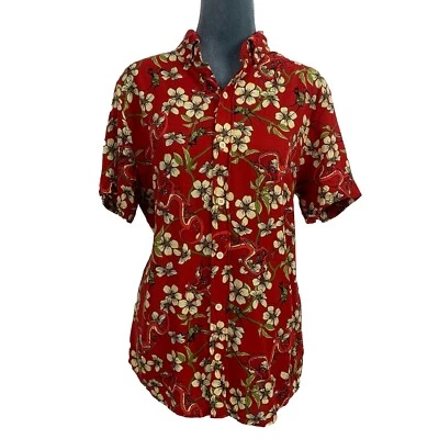Disney Womens XS Mulan Mushu & Cri-kee Tunic Length Hawaiian Short Sleeve Shirt - Image 1 of 4