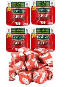 4x Herb Ox Beef Bouillon Cubes 3.25 Oz - 25 Cubes Per Jar (Total = 100 Cubes) - Picture 1 of 7
