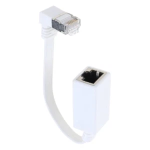 Cat7 Networking Extension Cable 10Gbps 90 Degree Down Angle RJ45 Male to Female - Photo 1/20