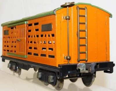 Prewar Lionel 513 Standard gauge Cattle Car Orange Green NicePro Repaint 1927-38 - Image 1 of 4