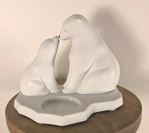 Partylite Tealight Candle Holder Polar Bears Mama Baby White Color FEB21 - Picture 1 of 10