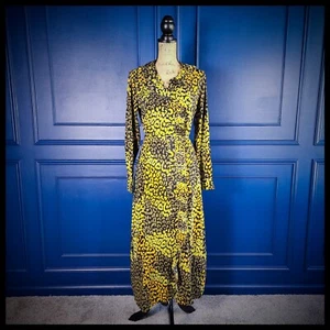 Maxi abito G By Giuliana manica lunga con bottoni stampa animalier taglia small - Foto 1 di 15