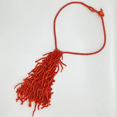Collar de ganchillo a mano ramas de coral rojo natural Foto 1 de 4