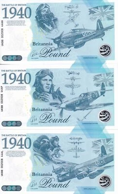 Set 3 Billetes de Prueba La Batalla de Gran Bretaña 1940 Conmemorativos 2023 Libra Británica Sin Reserva Foto 1 de 4
