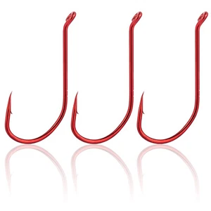 Ganchos de pulpo rojo de pesca Dr. Fish 50/100 piezas ganchos de plataforma ojo de pared anzuelo vivo - Imagen 1 de 13