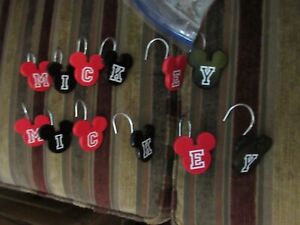 Disney - Mickey Mouse - Red & Black - Shower Curtain Hooks - Set of 12