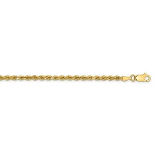 Real 14K Yellow Gold 3mm Semi-solid Diamond Cut Rope Chain; 16 inch - Picture 1 of 3