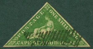 SG 8 Capo di buona speranza 1855-63. 1/- giallo-verde. Usato molto bene, margini completi.. - Foto 1 di 1