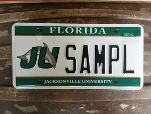 JACKSONVILLE UNIVERSITY LICENSE PLATE, J U DOLPHINS FLORIDA LICENSE PLATE SAMPL - Picture 1 of 4