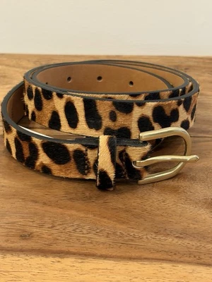 J Crew Leopard Print Calf Hair Belt - Sz M L - Image 1 of 4