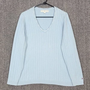 Tommy Hilfiger Suéter Mujer 1X Bebé Azul Manga Larga Cable Tejido Cuello en V Pullover - Imagen 1 de 12