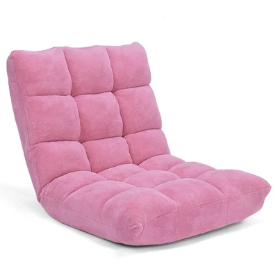 Silla de Piso Ajustable 14 Posiciones Plegable Perezosa Gaming Sofá Silla Acolchada Rosa Foto 1 de 4