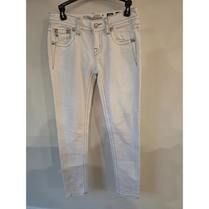 Miss Me Ankle Skinny Jeans weiß Fleur de Lis verzierte Taschen Damen Größe 26 - Bild 1 von 11