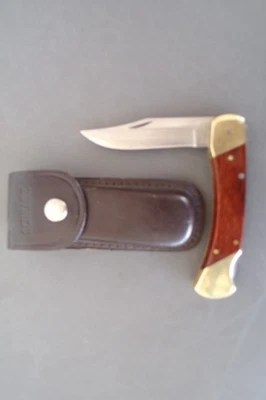 SCHRADE+ U.S.A. LB 7 Lockback Folding Knife, Ser# K97349 w/ Black Leather Sheath - Image 1 of 4