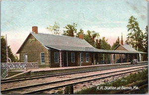 Vintage 1910s BEMIS, Maine Postcard "R.R. Station" Train Depot Platform View - Picture 1 of 2