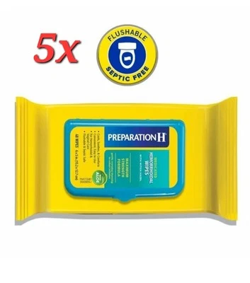 5 toallitas medicinales Preparación H limpieza diaria suave 48 cada una - 240 en total Foto 1 de 4